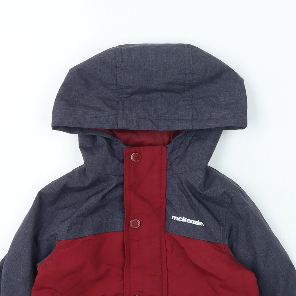 McKenzie Boys Red Colourblock Overcoat Coat Size 12-18 Months Zip