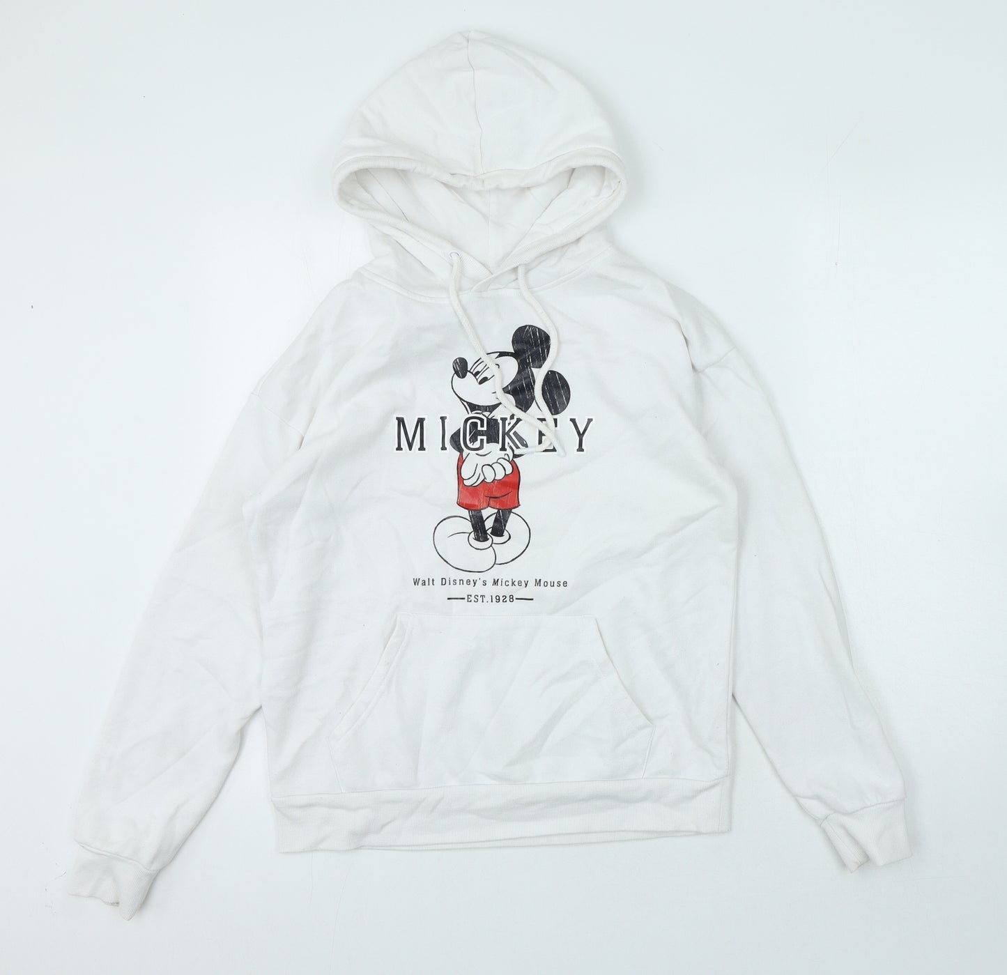 Disney Womens White Cotton Pullover Hoodie Size 2XS - Mickey Mouse