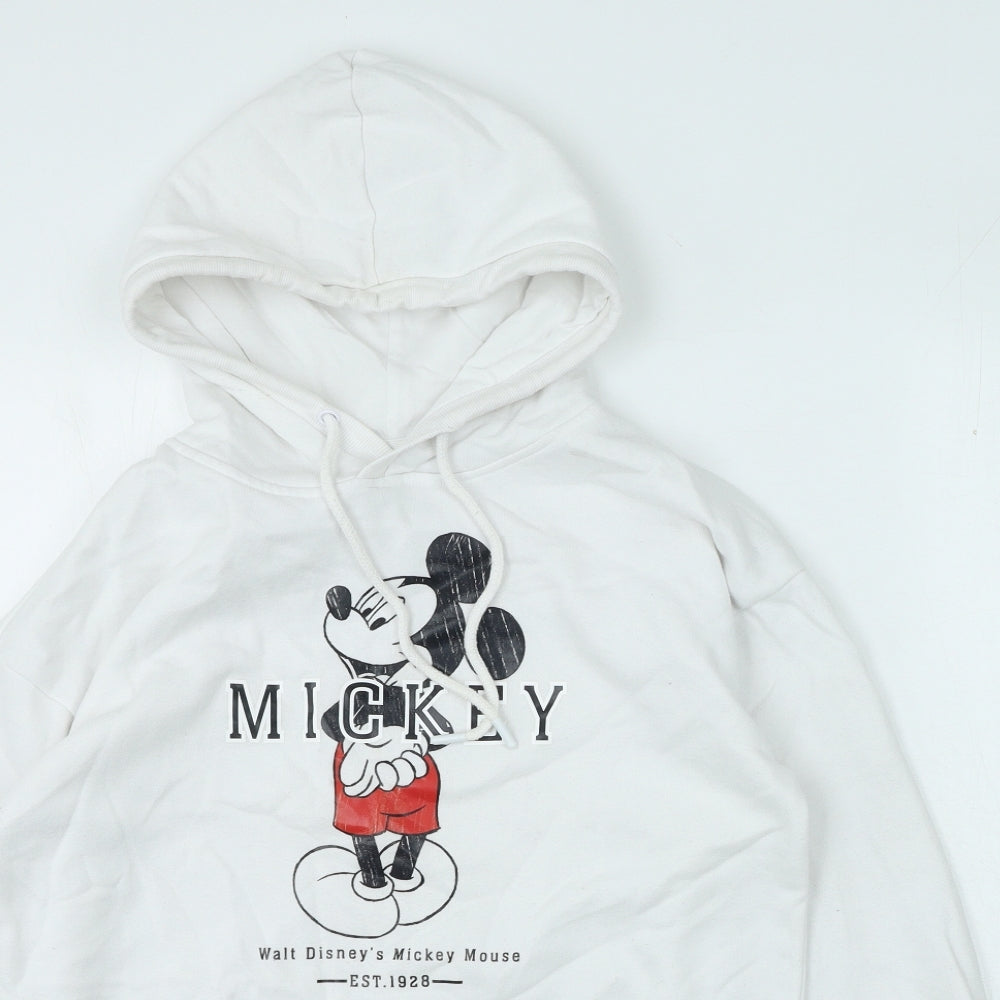 Disney Womens White Cotton Pullover Hoodie Size 2XS - Mickey Mouse