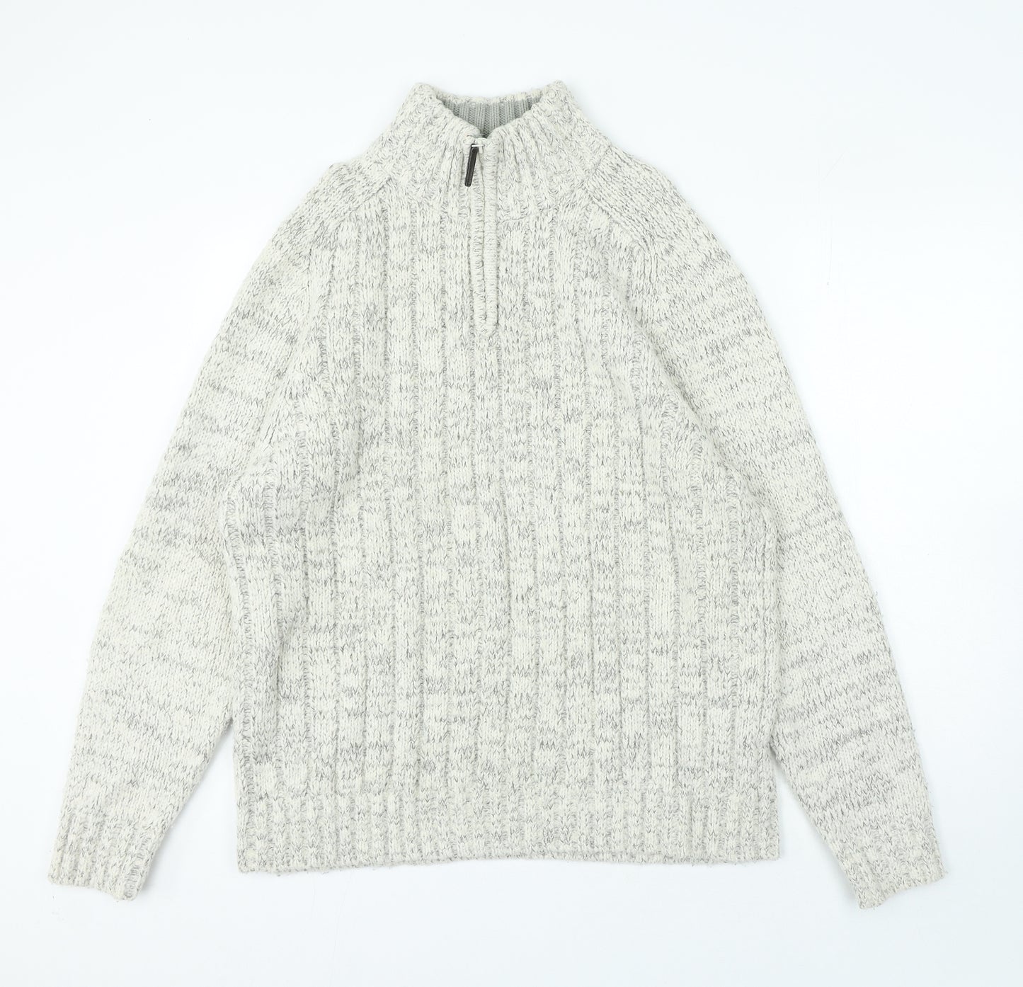 TU Mens Beige High Neck Acrylic Pullover Jumper Size L