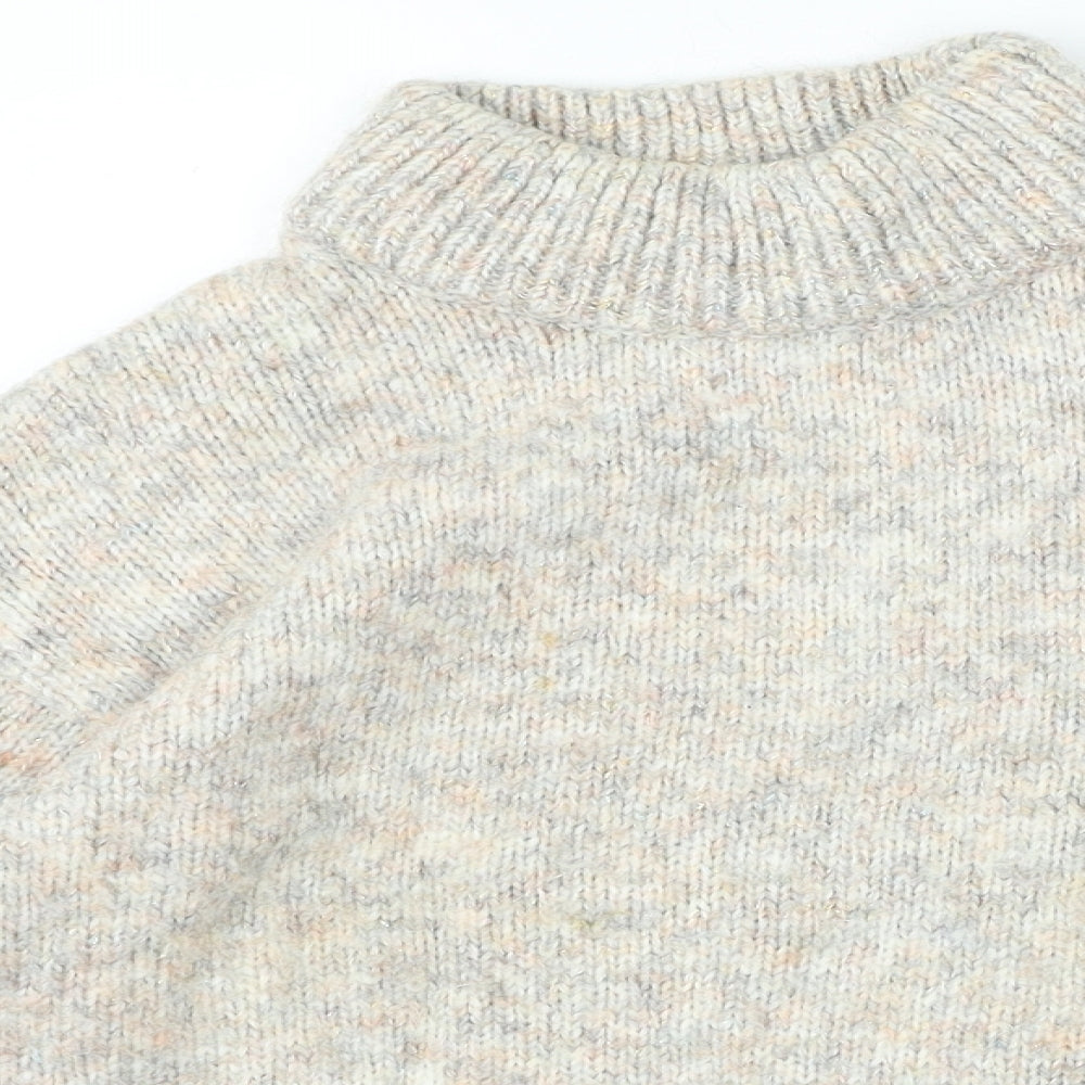 Dorothy Perkins Womens Beige High Neck Acrylic Pullover Jumper Size 10