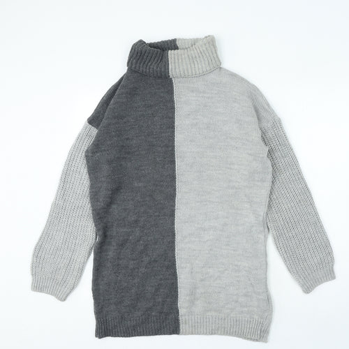 PRETTYLITTLETHING Womens Grey Roll Neck Acrylic Pullover Jumper Size S