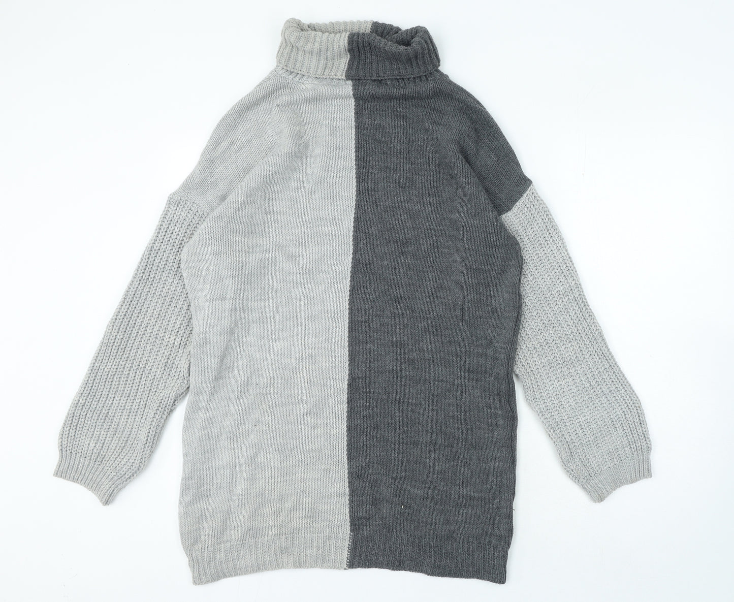 PRETTYLITTLETHING Womens Grey Roll Neck Acrylic Pullover Jumper Size S