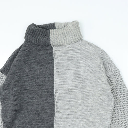 PRETTYLITTLETHING Womens Grey Roll Neck Acrylic Pullover Jumper Size S