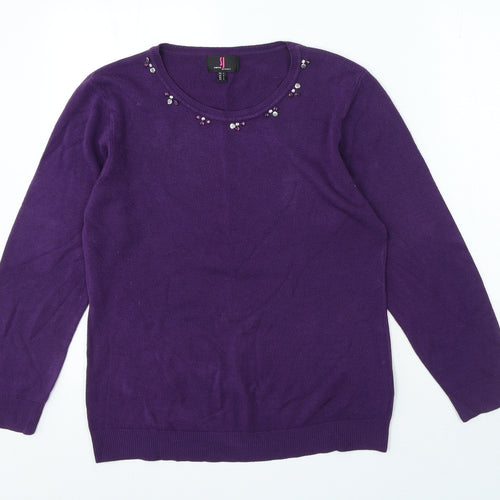 Simon Jeffrey Womens Purple Round Neck Acrylic Pullover Jumper Size L