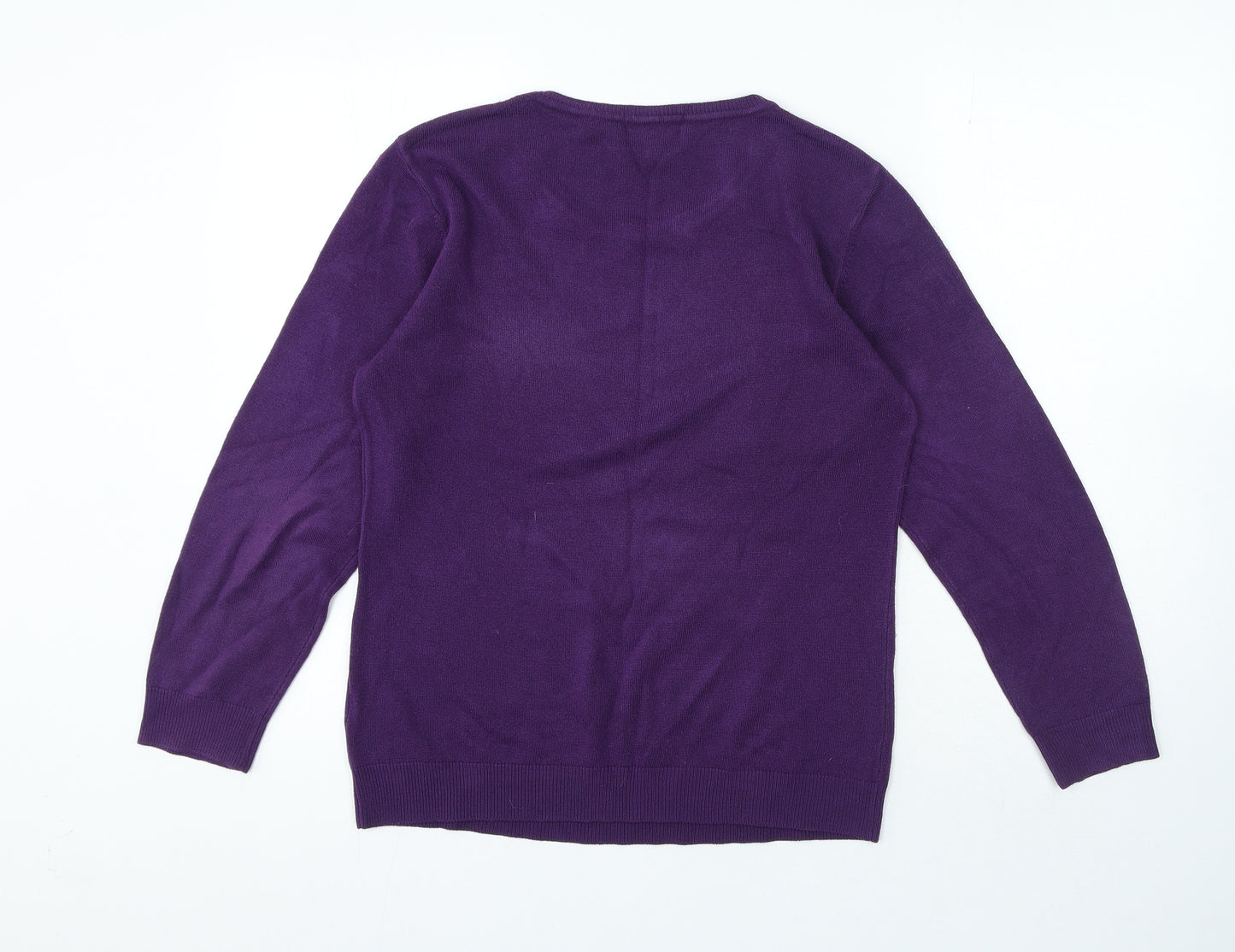 Simon Jeffrey Womens Purple Round Neck Acrylic Pullover Jumper Size L