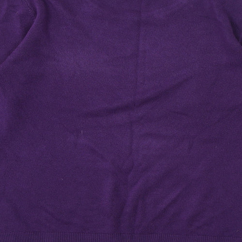 Simon Jeffrey Womens Purple Round Neck Acrylic Pullover Jumper Size L