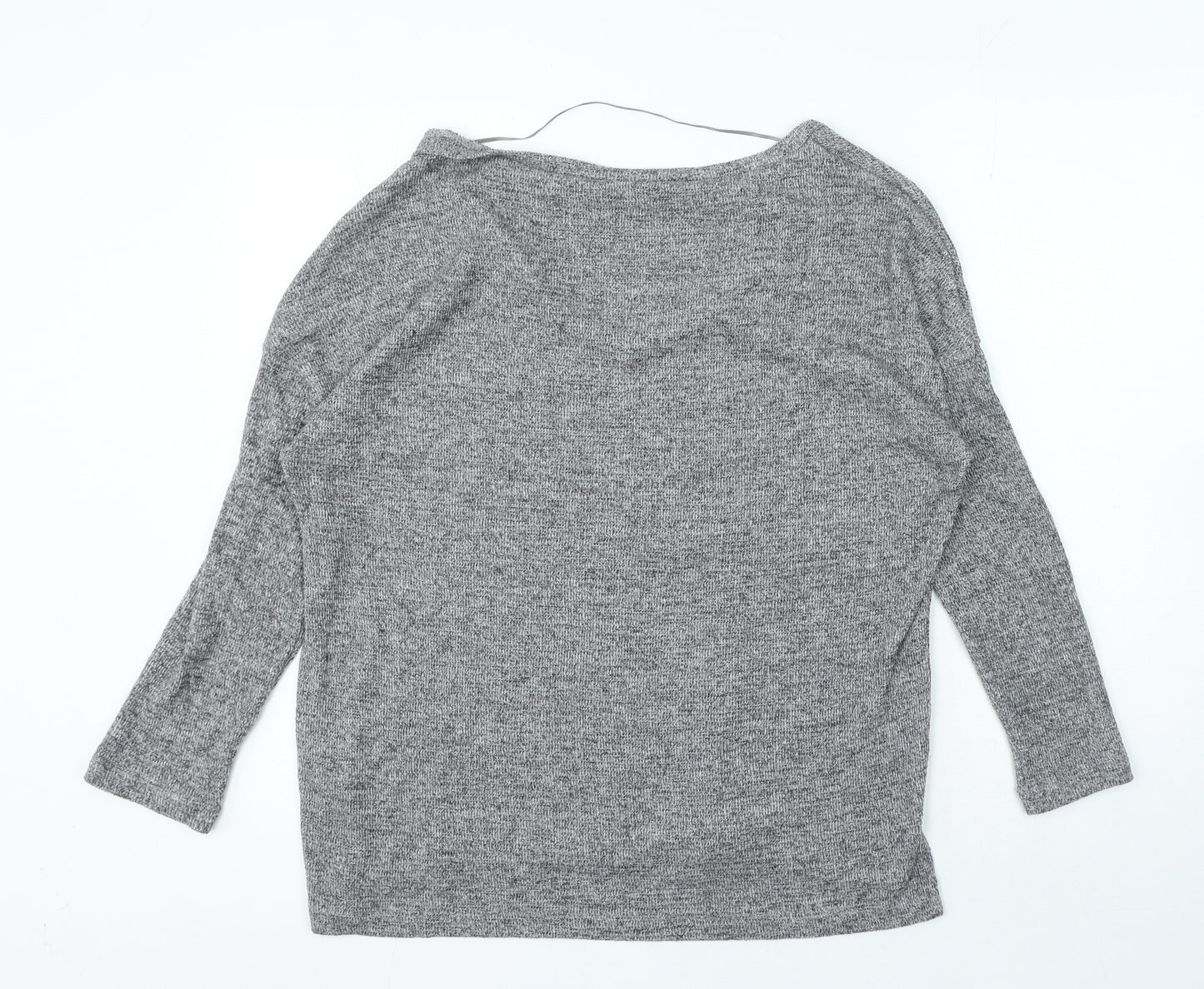 River Island Womens Grey Polyester Basic T-Shirt Size 12 Boat Neck