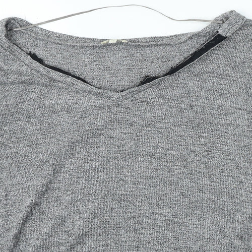 River Island Womens Grey Polyester Basic T-Shirt Size 12 Boat Neck