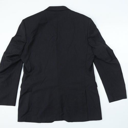 KJ Mens Black Striped Polyacrylate Fibre Jacket Suit Jacket Size 42