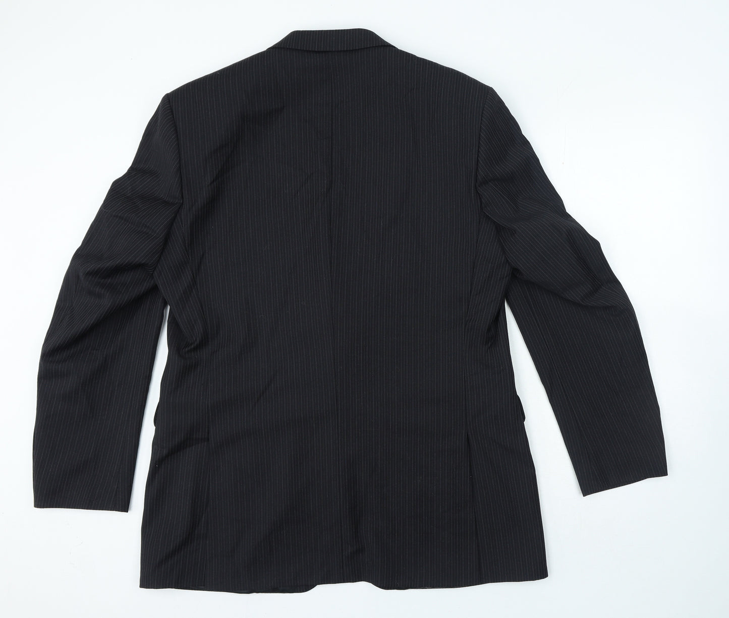 KJ Mens Black Striped Polyacrylate Fibre Jacket Suit Jacket Size 42