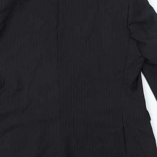 KJ Mens Black Striped Polyacrylate Fibre Jacket Suit Jacket Size 42