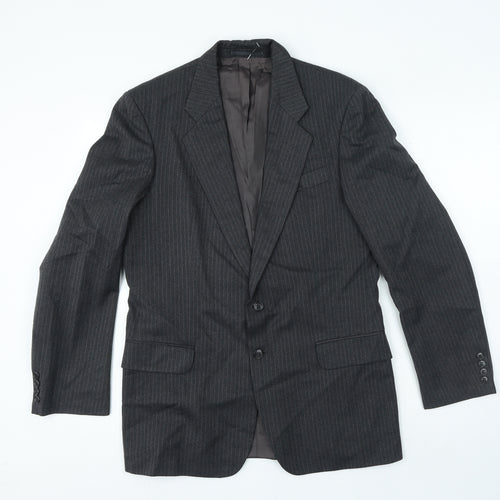 St Micheal Mens Grey Striped Wool Jacket Suit Jacket Size 36