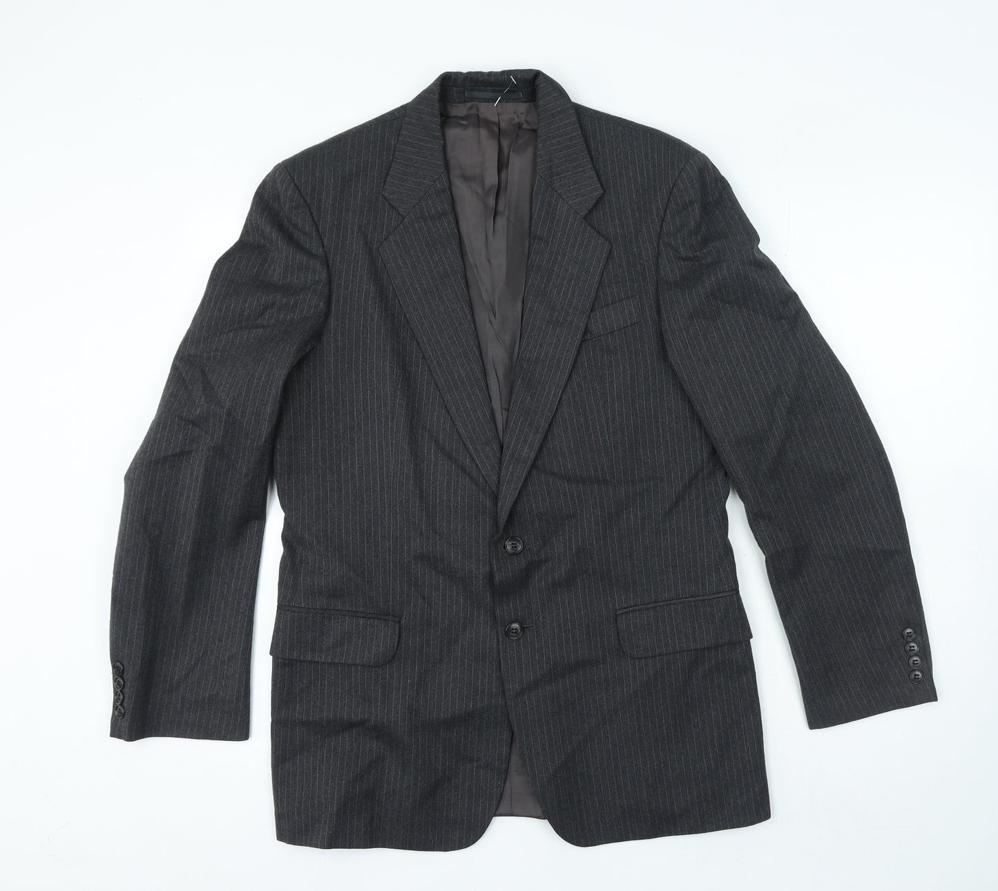 St Micheal Mens Grey Striped Wool Jacket Suit Jacket Size 36