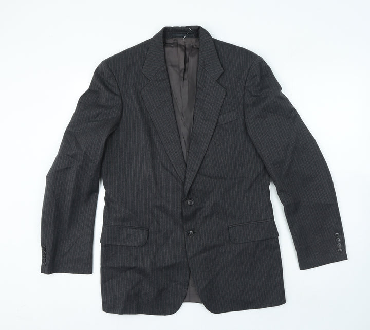 St Micheal Mens Grey Striped Wool Jacket Suit Jacket Size 36