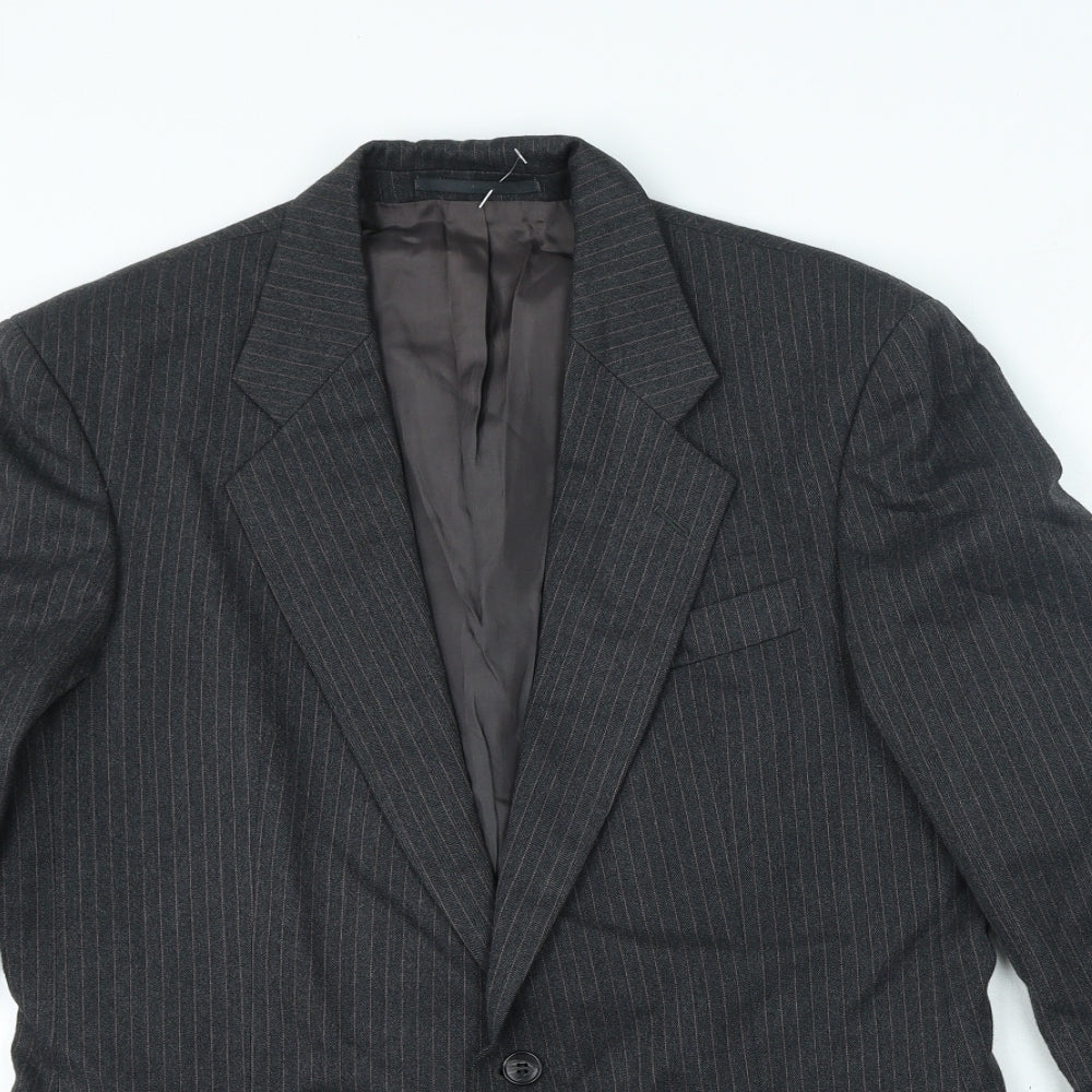 St Micheal Mens Grey Striped Wool Jacket Suit Jacket Size 36