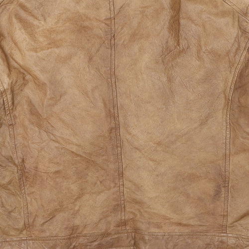 Woodland Leather Mens Brown Biker Jacket Size 3XL Zip