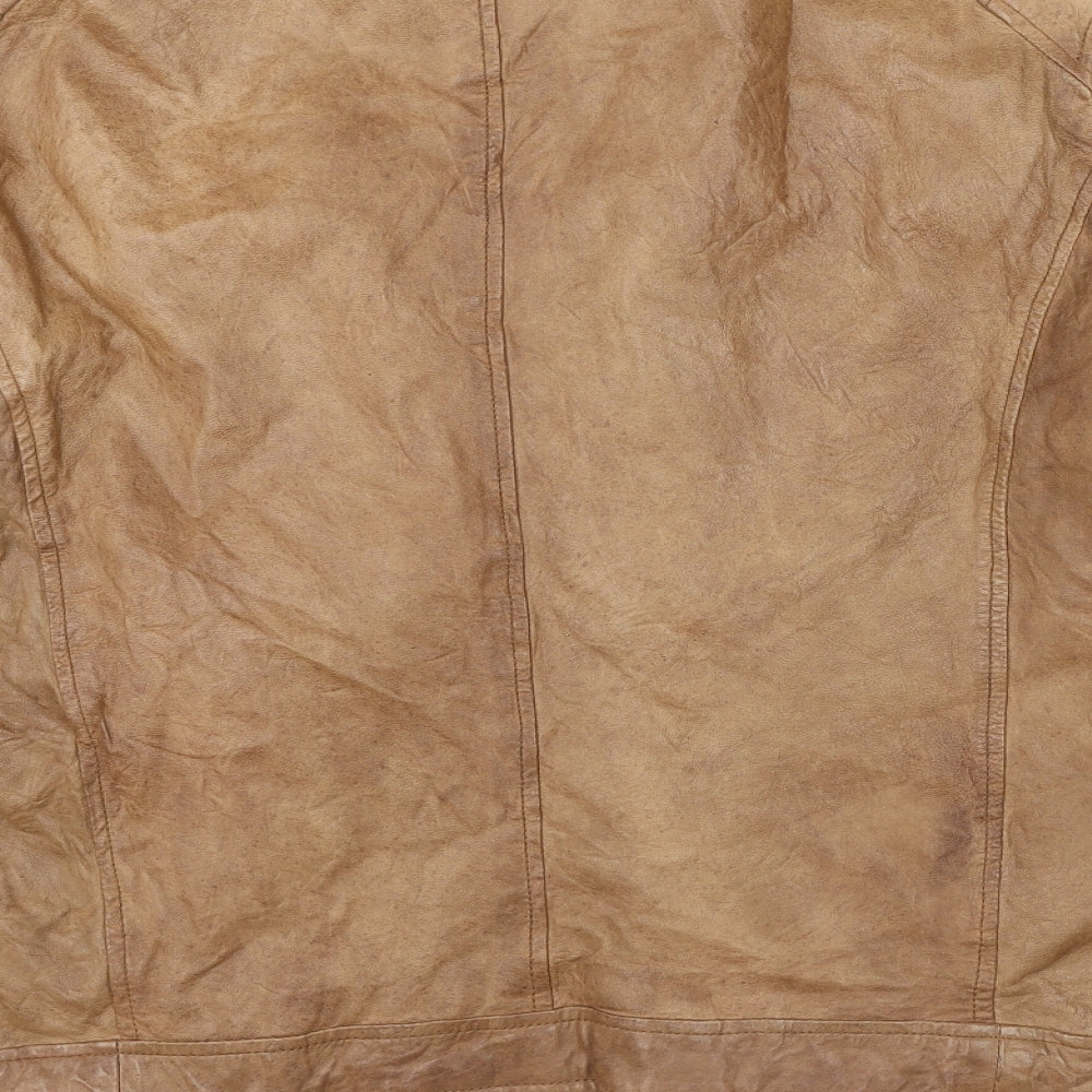 Woodland Leather Mens Brown Biker Jacket Size 3XL Zip