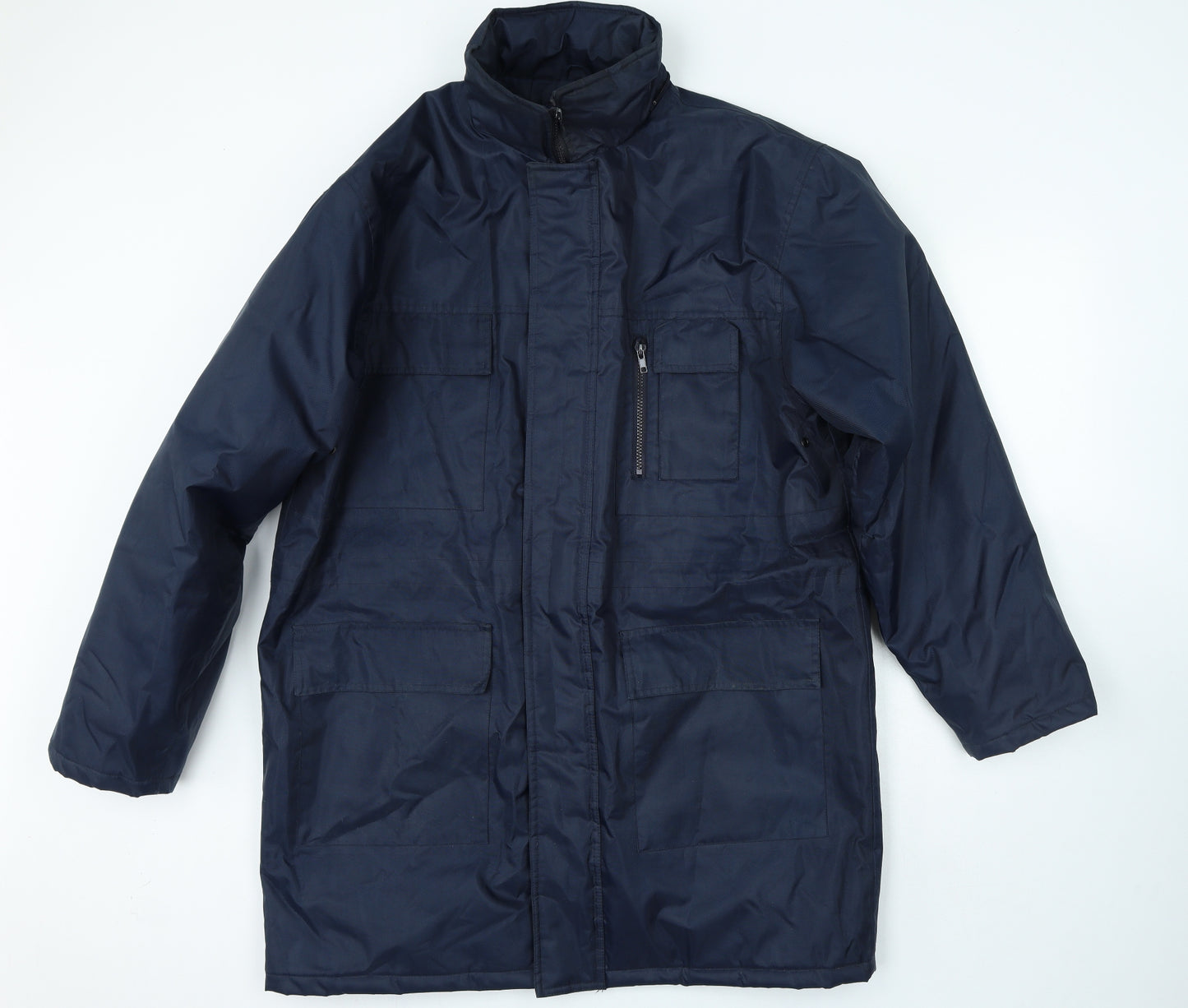 Fortress Mens Blue Trench Coat Coat Size L Zip