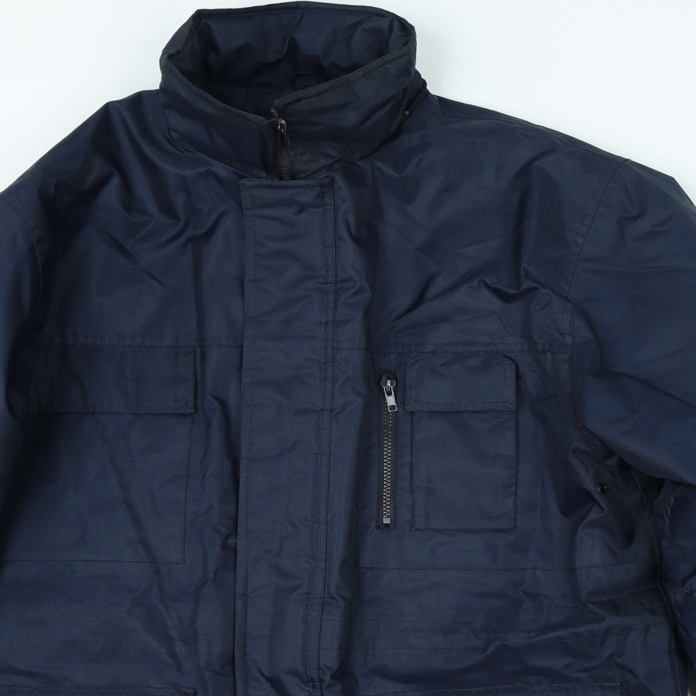Fortress Mens Blue Trench Coat Coat Size L Zip