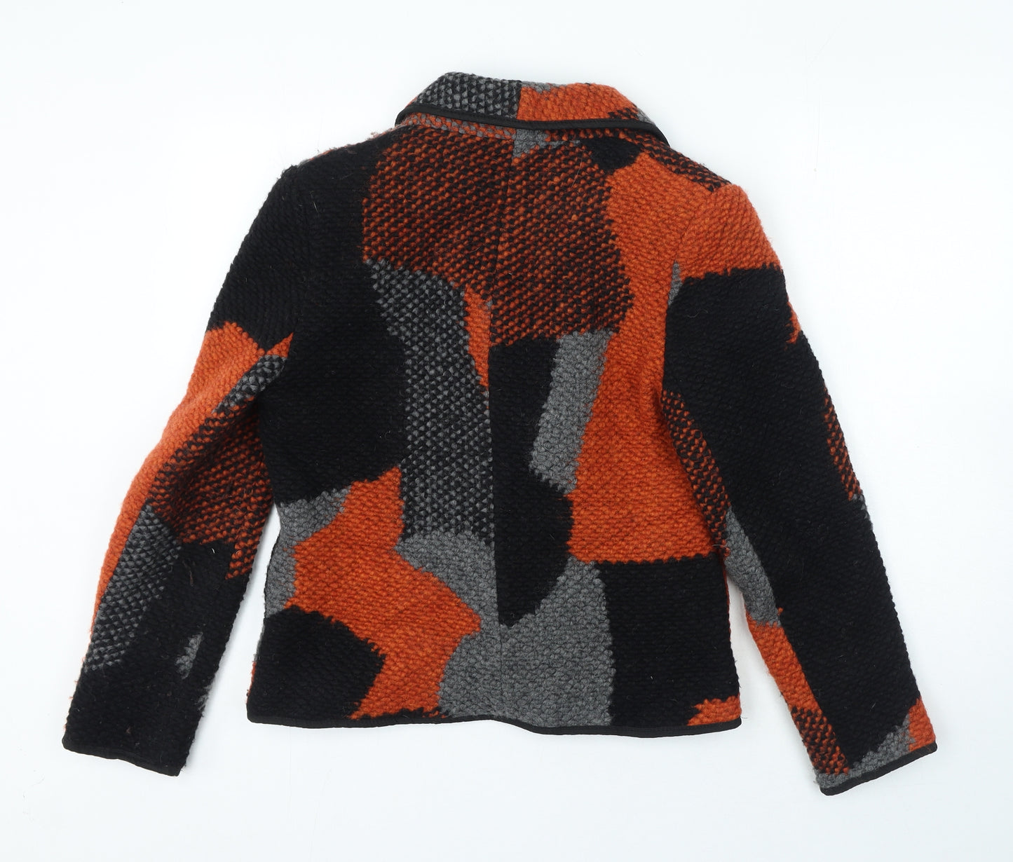 Spice London Womens Orange Geometric Jacket Coat Size 10 Button