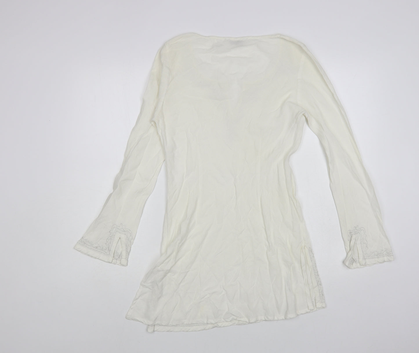 New Look Womens Ivory Viscose Tunic Blouse Size 10 V-Neck
