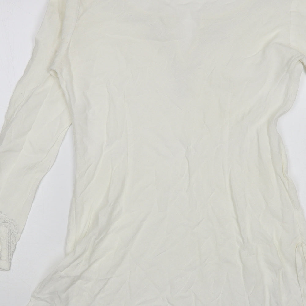 New Look Womens Ivory Viscose Tunic Blouse Size 10 V-Neck