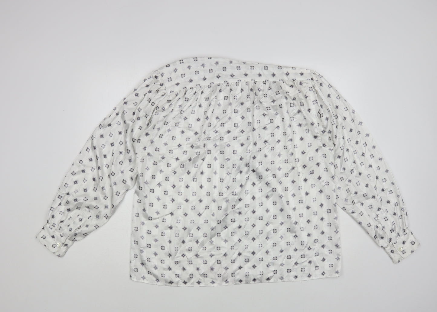 Evan-Picone Womens White Geometric Polyester Basic Button-Up Size 12 Collared