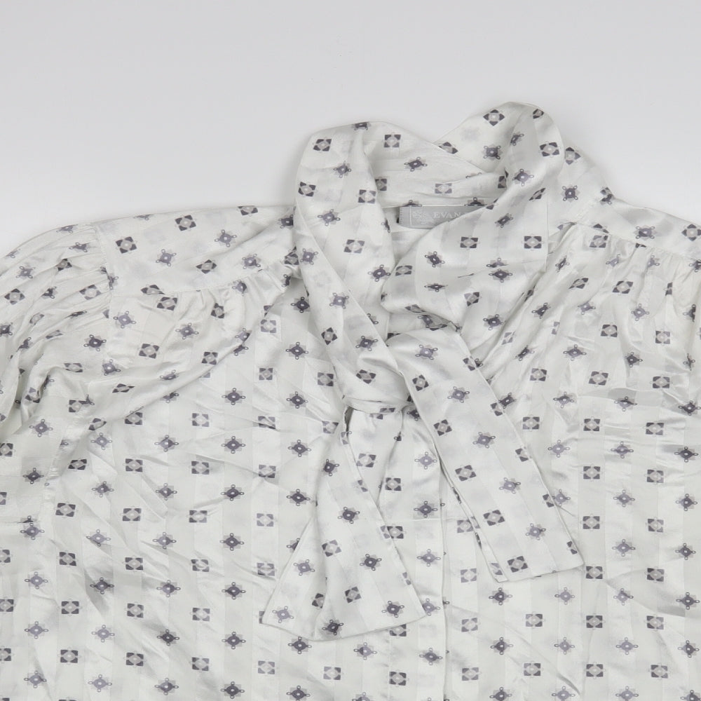 Evan-Picone Womens White Geometric Polyester Basic Button-Up Size 12 Collared