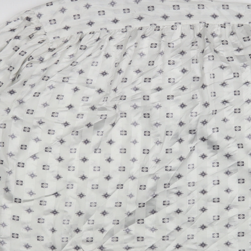 Evan-Picone Womens White Geometric Polyester Basic Button-Up Size 12 Collared