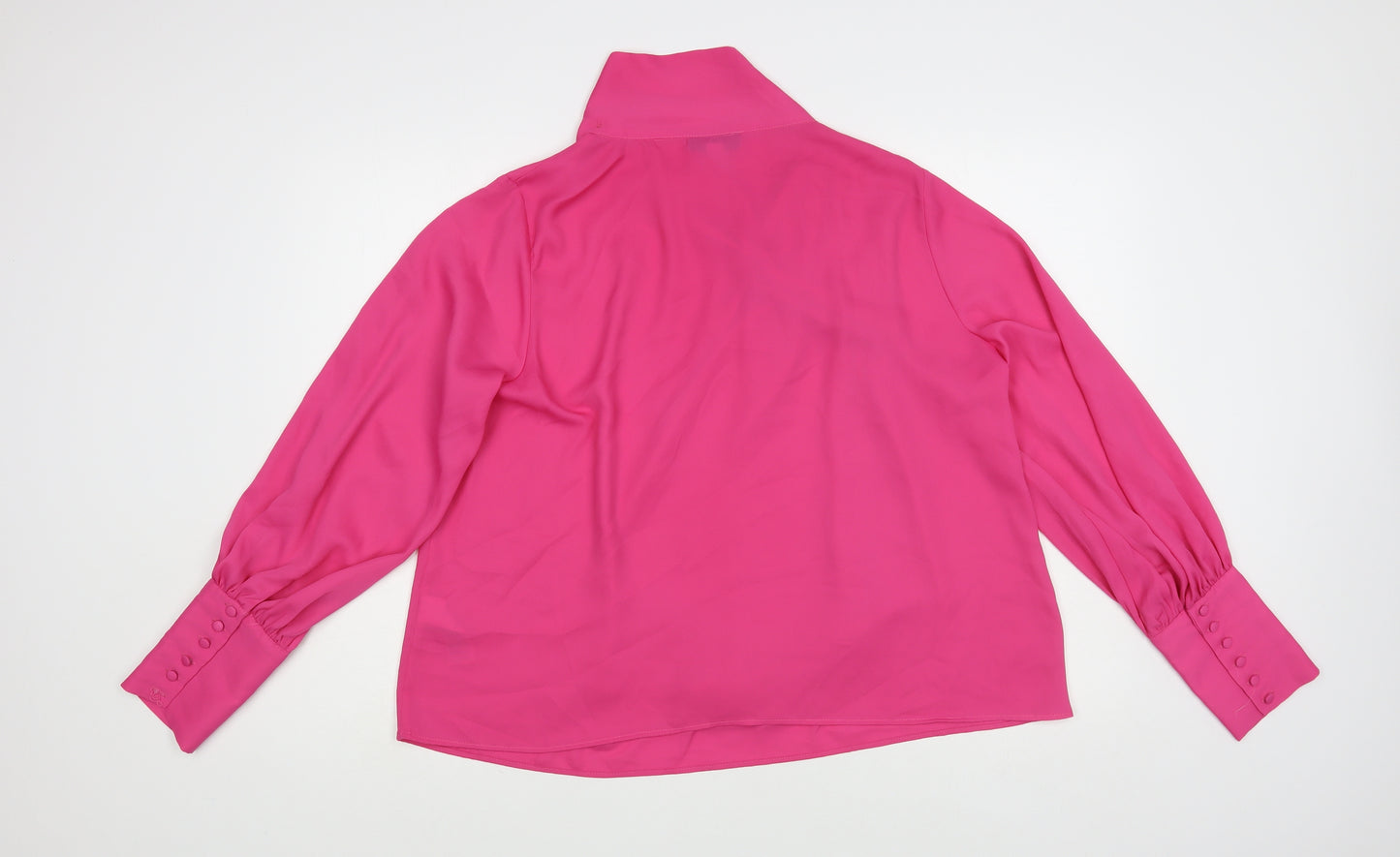 Topshop Womens Pink Polyester Basic Blouse Size 14 Collared - Ruched