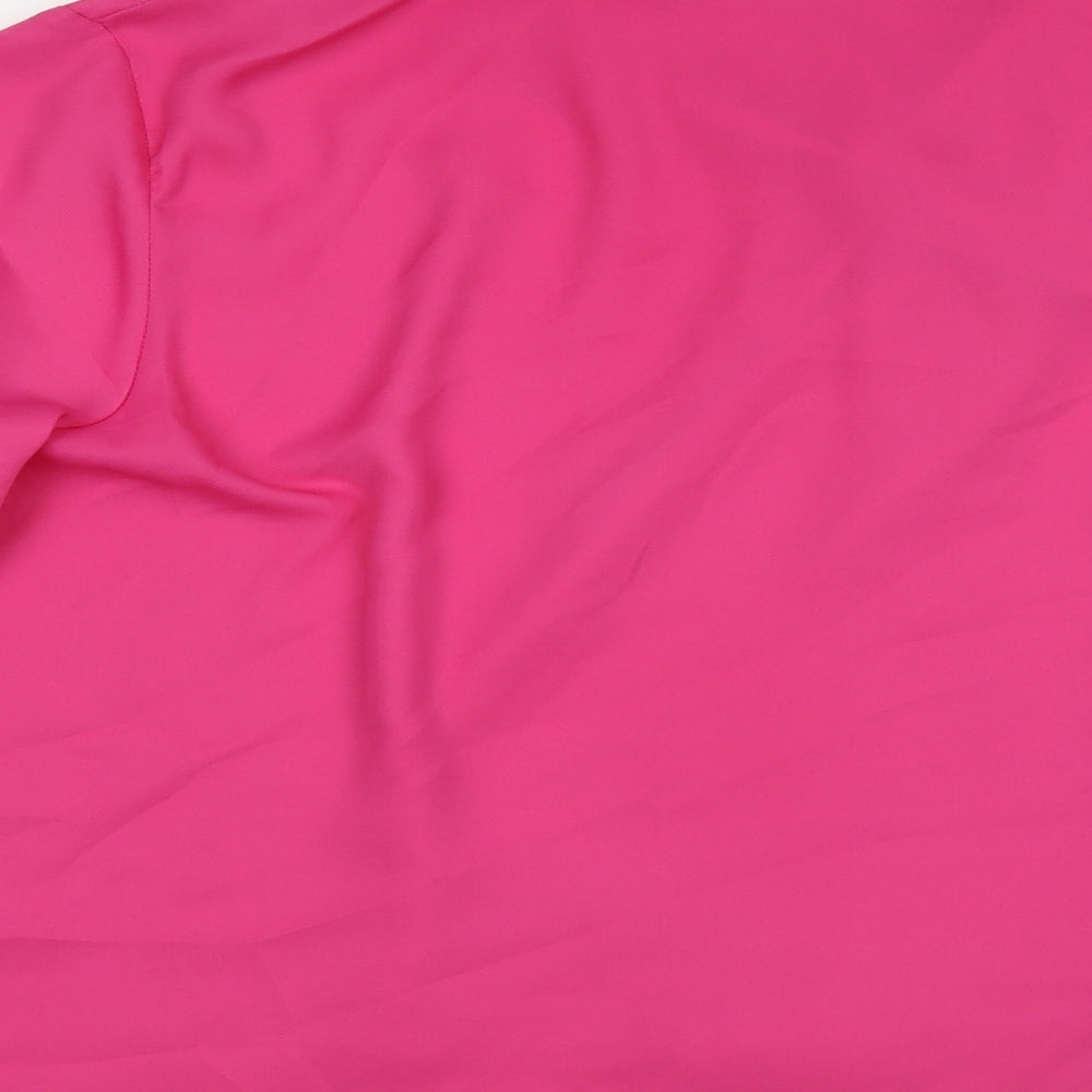 Topshop Womens Pink Polyester Basic Blouse Size 14 Collared - Ruched