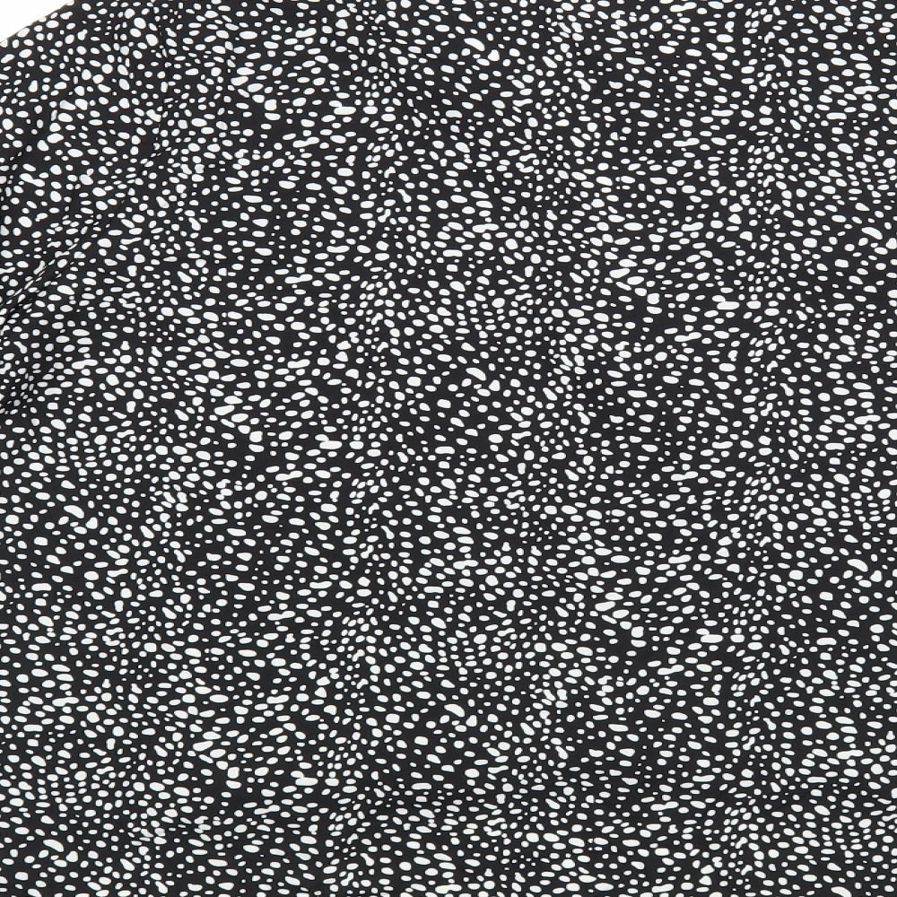 SheIn Womens Black Animal Print Polyester Basic Blouse Size L V-Neck - Low Back