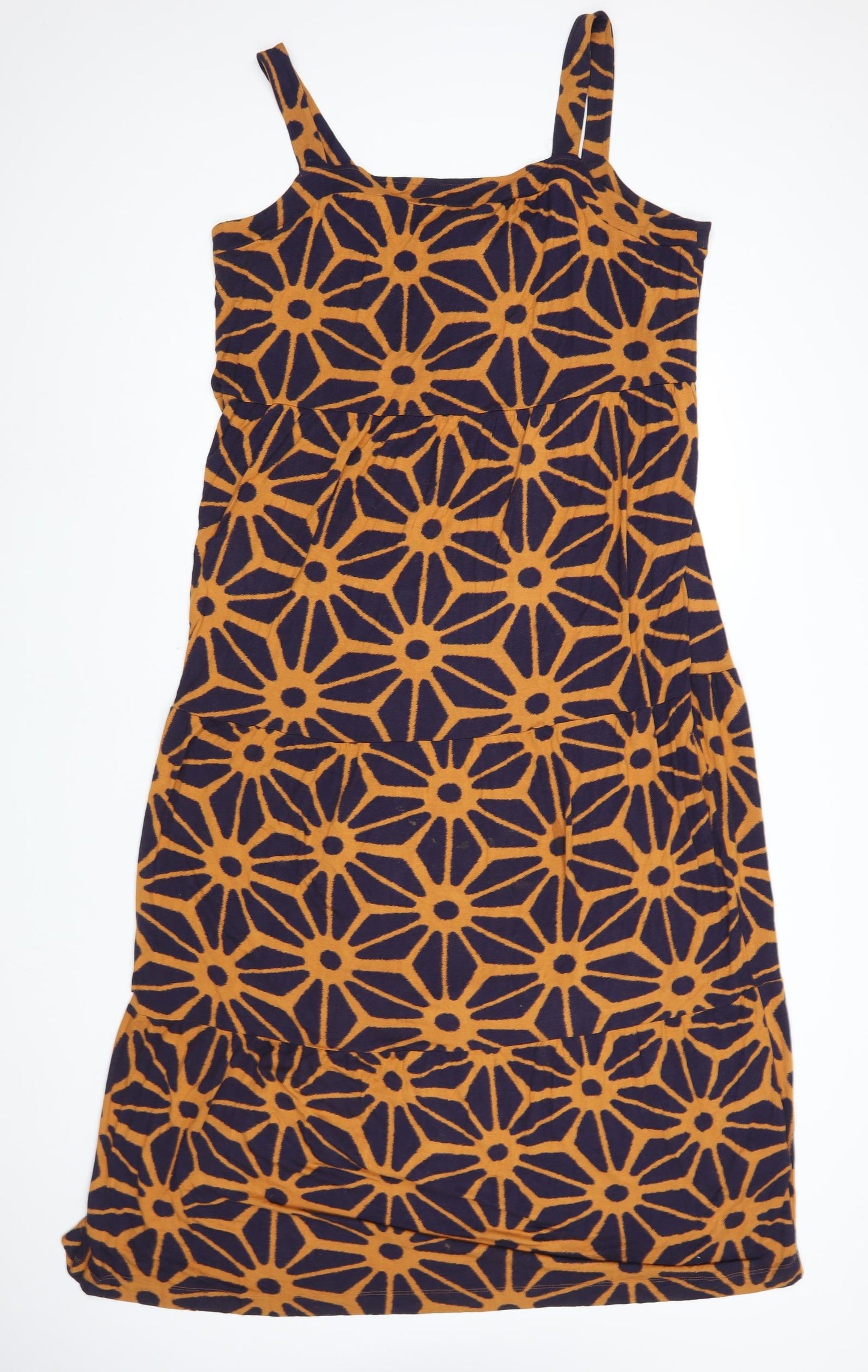 NEXT Womens Brown Geometric Viscose Maxi Size 22 Square Neck Pullover