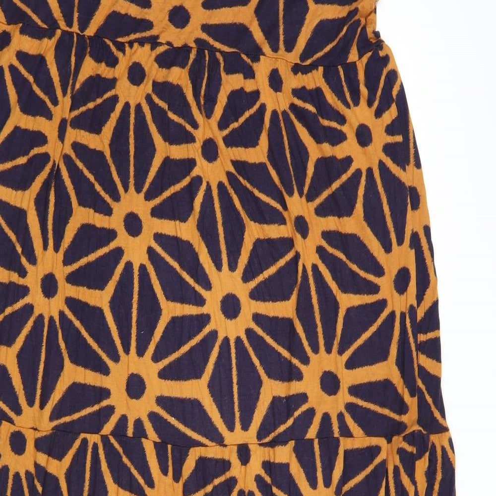 NEXT Womens Brown Geometric Viscose Maxi Size 22 Square Neck Pullover