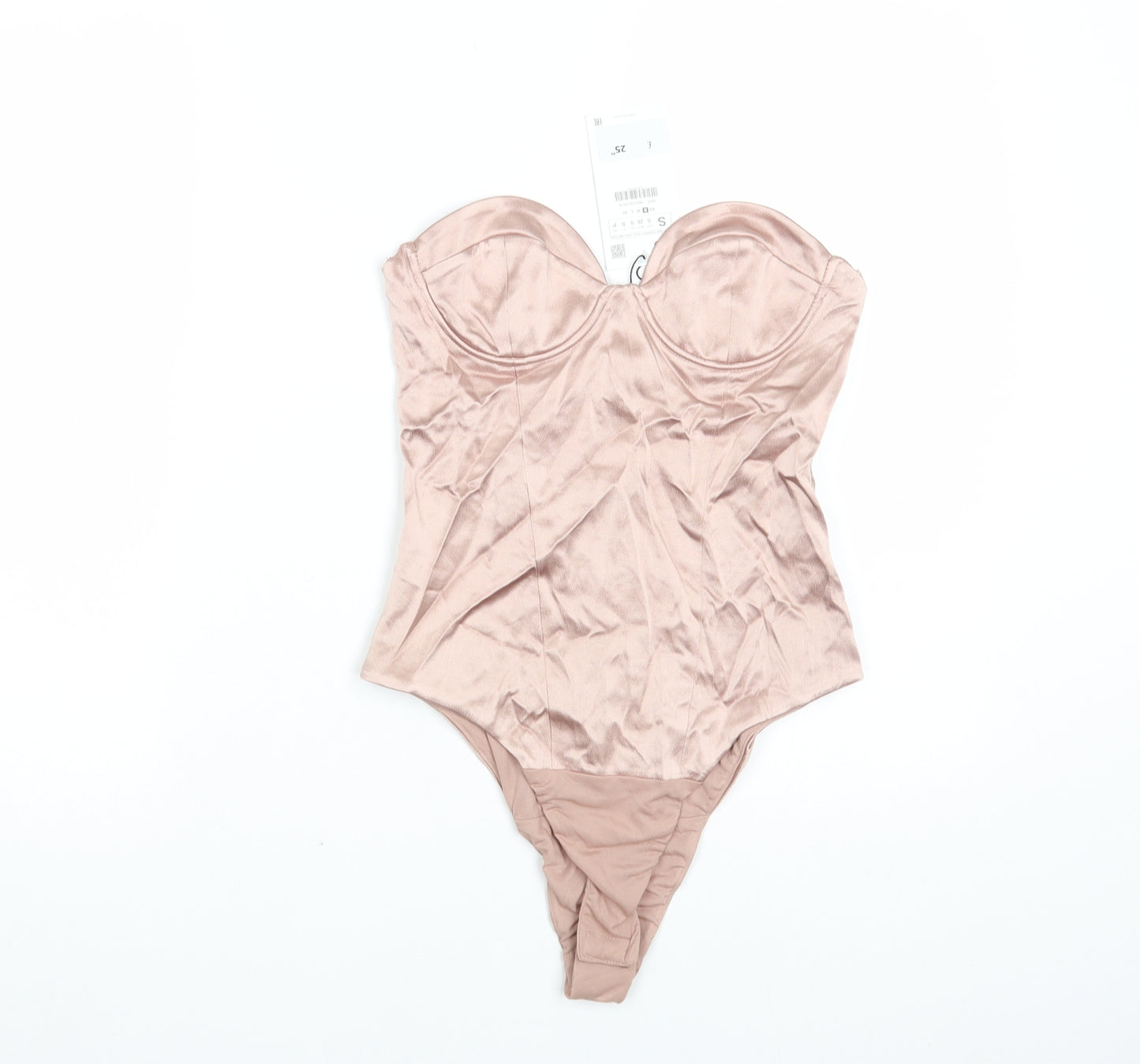 Zara Womens Pink Polyester Bodysuit One-Piece Size S Snap