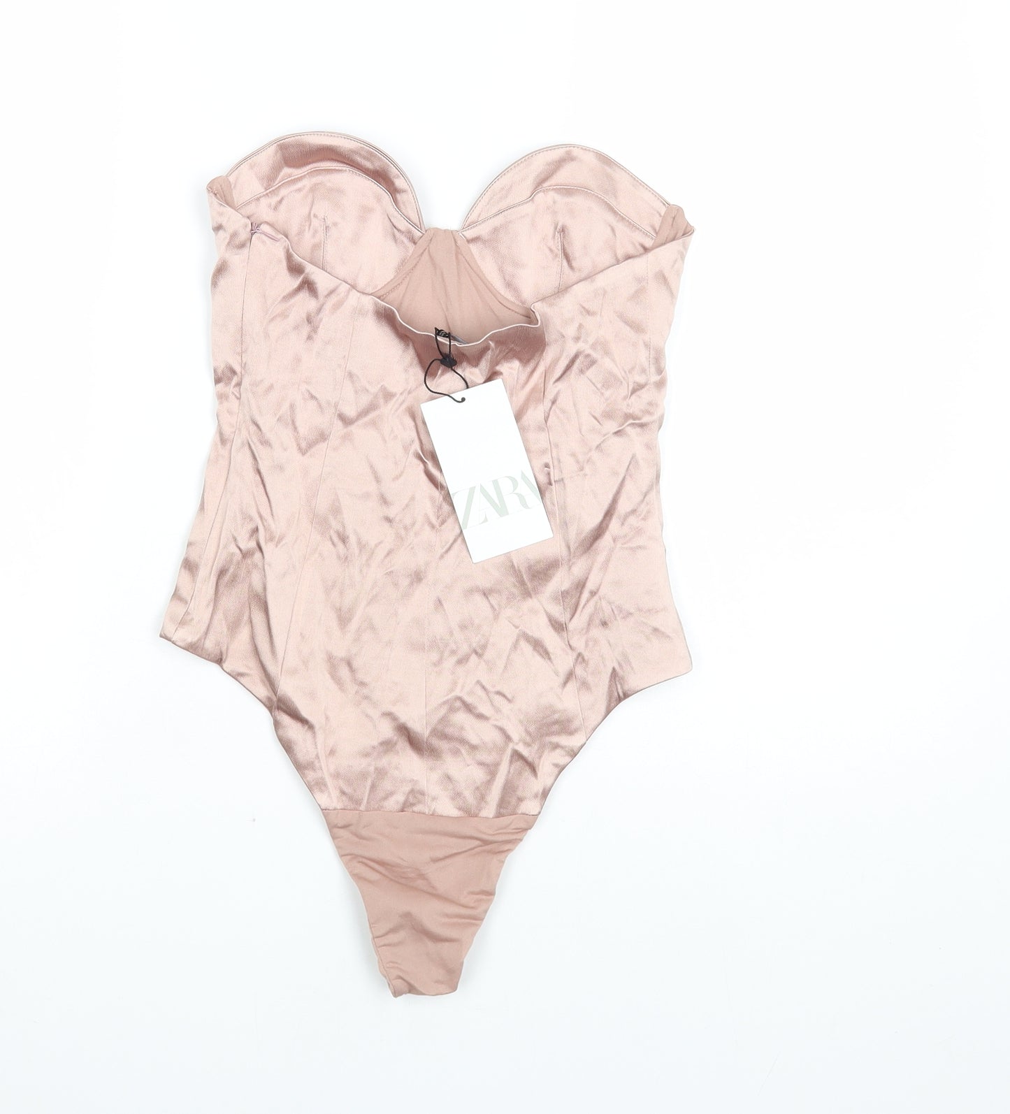Zara Womens Pink Polyester Bodysuit One-Piece Size S Snap