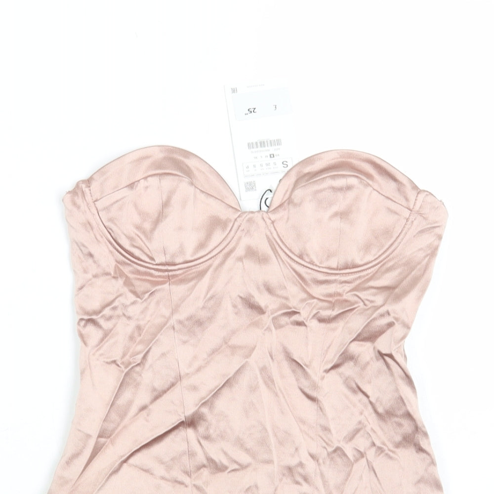 Zara Womens Pink Polyester Bodysuit One-Piece Size S Snap