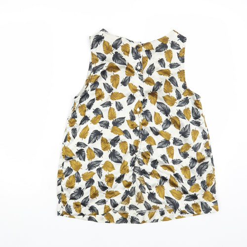 Tenki Womens White Floral Polyester Basic Tank Size S Round Neck - Leaf Pattern