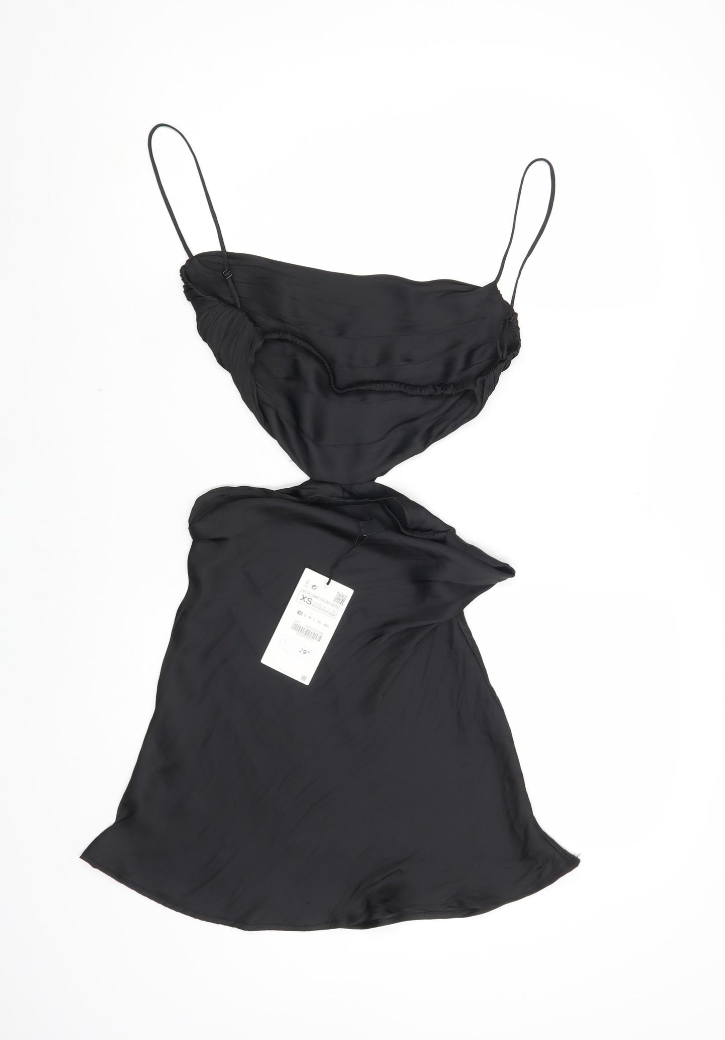 Zara Womens Black Polyester Mini Size XS Cowl Neck Pullover - Open Back