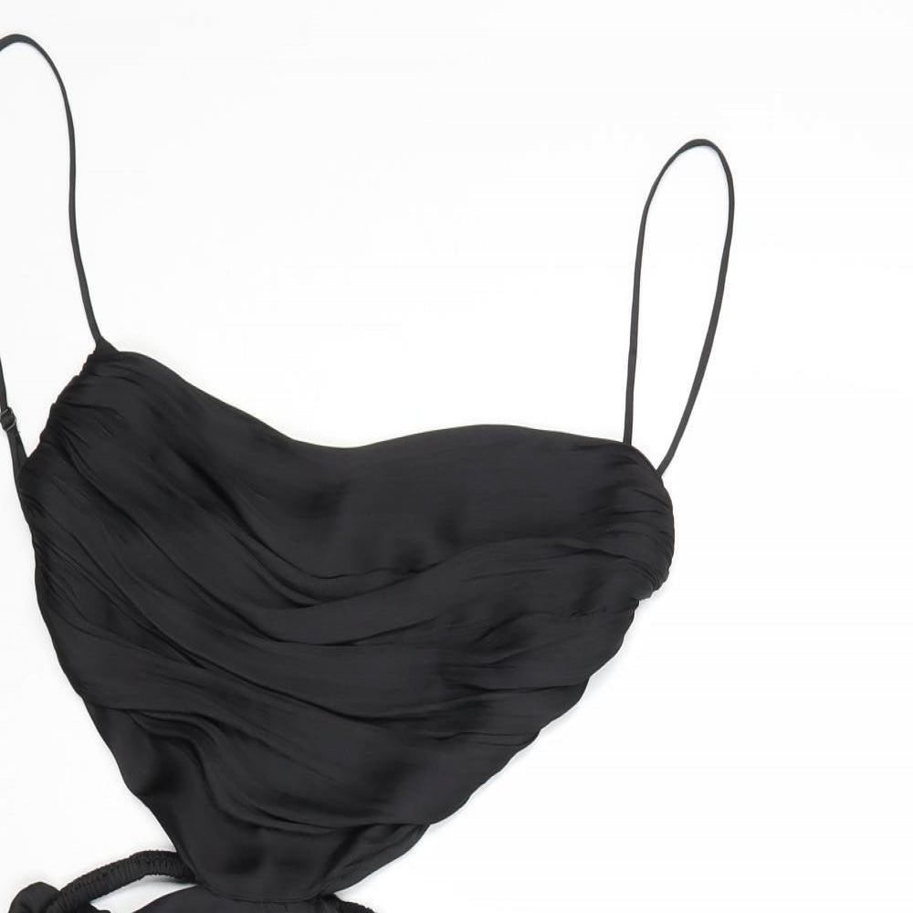 Zara Womens Black Polyester Mini Size XS Cowl Neck Pullover - Open Back
