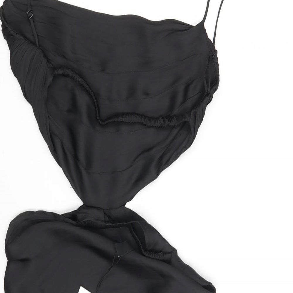 Zara Womens Black Polyester Mini Size XS Cowl Neck Pullover - Open Back