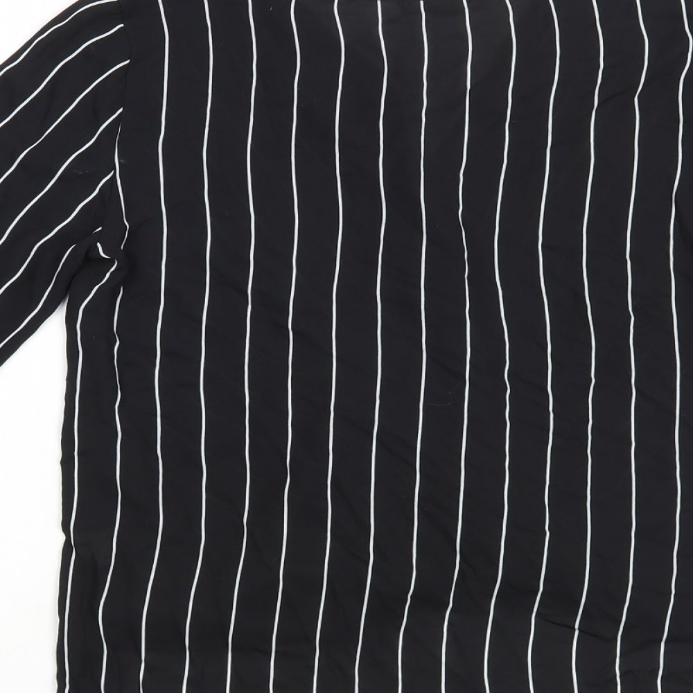 Atmosphere Womens Black Striped Polyester Basic Blouse Size 10 V-Neck