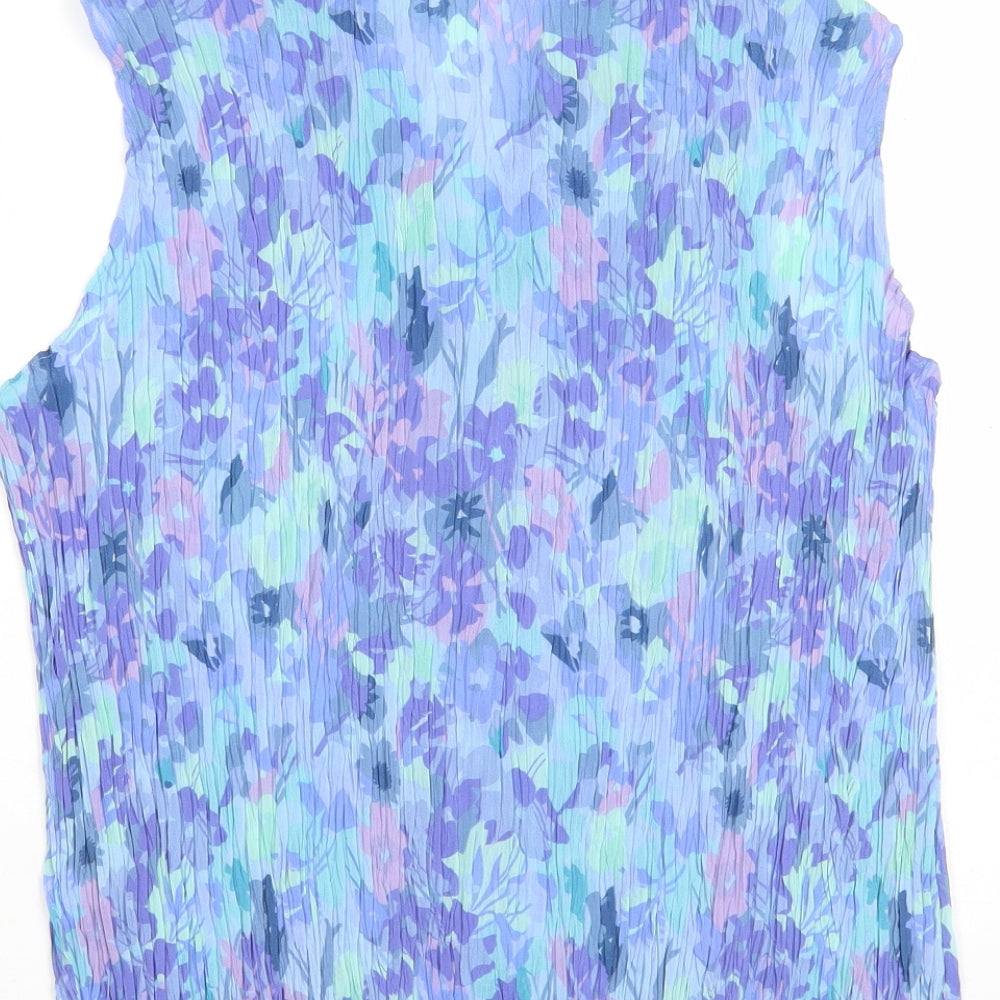Bonmarché Womens Blue Floral Polyester Basic Button-Up Size 18 Collared