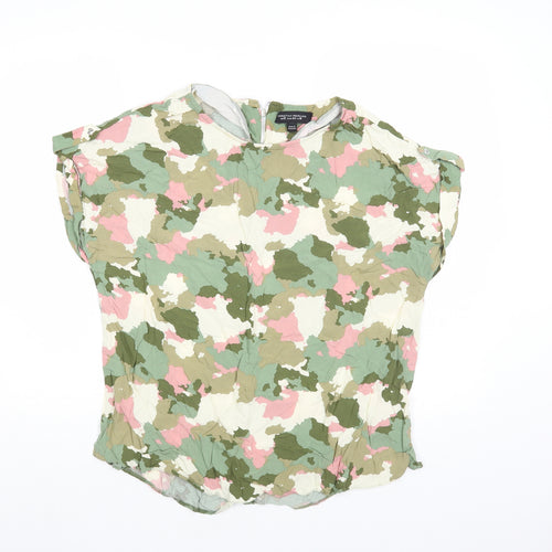 Dorothy Perkins Womens Multicoloured Geometric Viscose Basic Blouse Size 16 Round Neck