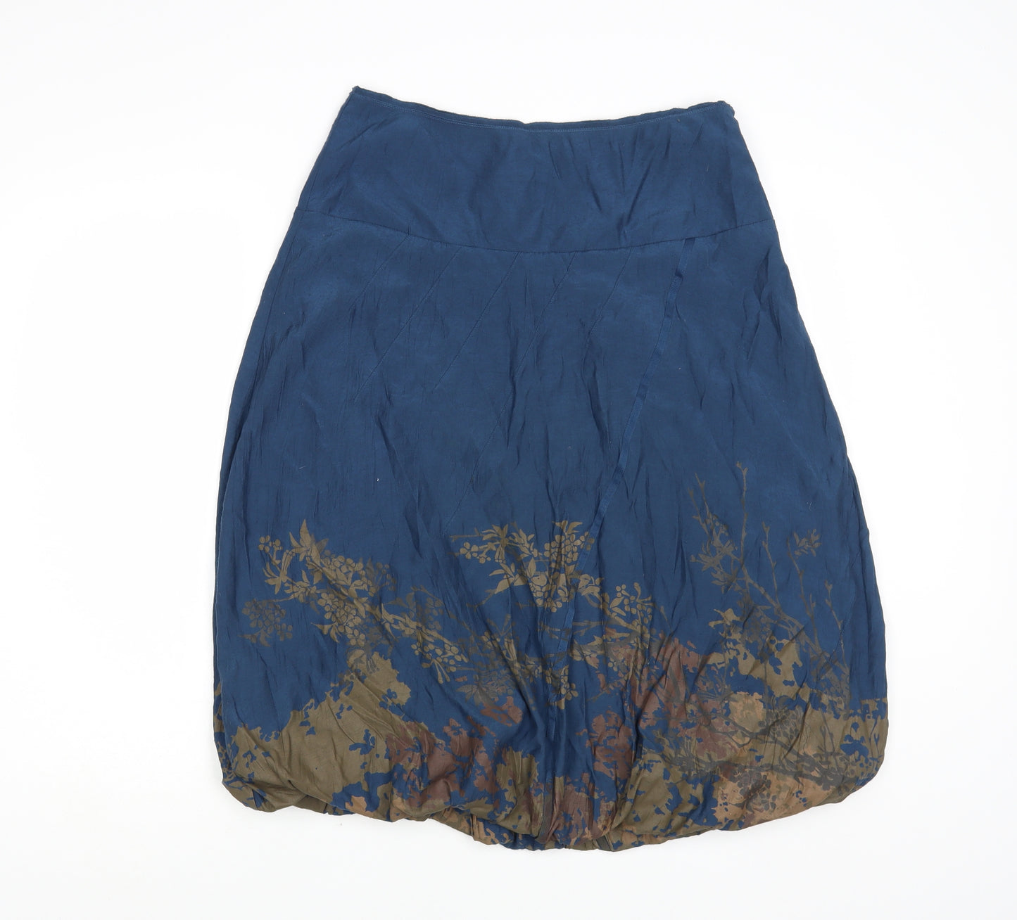 Sandwich Womens Blue Floral Viscose A-Line Skirt Size 10 Zip - Bubble Hem