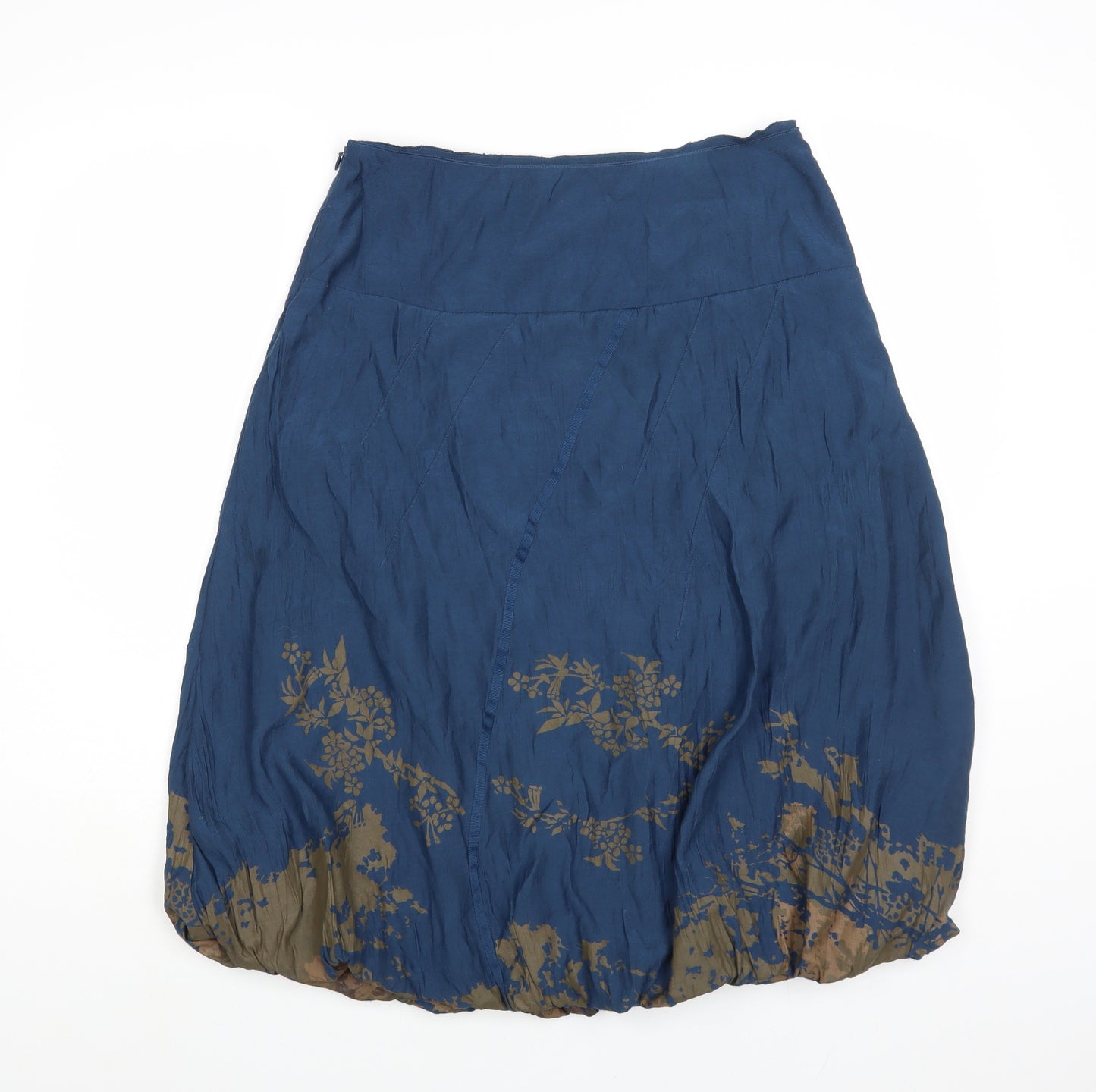 Sandwich Womens Blue Floral Viscose A-Line Skirt Size 10 Zip - Bubble Hem