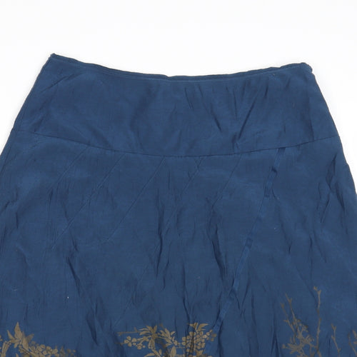 Sandwich Womens Blue Floral Viscose A-Line Skirt Size 10 Zip - Bubble Hem