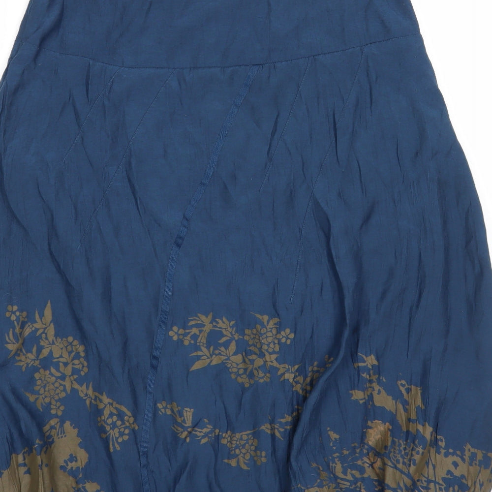 Sandwich Womens Blue Floral Viscose A-Line Skirt Size 10 Zip - Bubble Hem