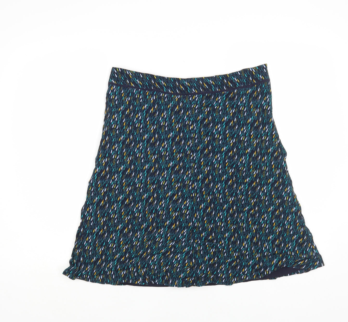 White Stuff Womens Blue Geometric Viscose A-Line Skirt Size 12 Zip